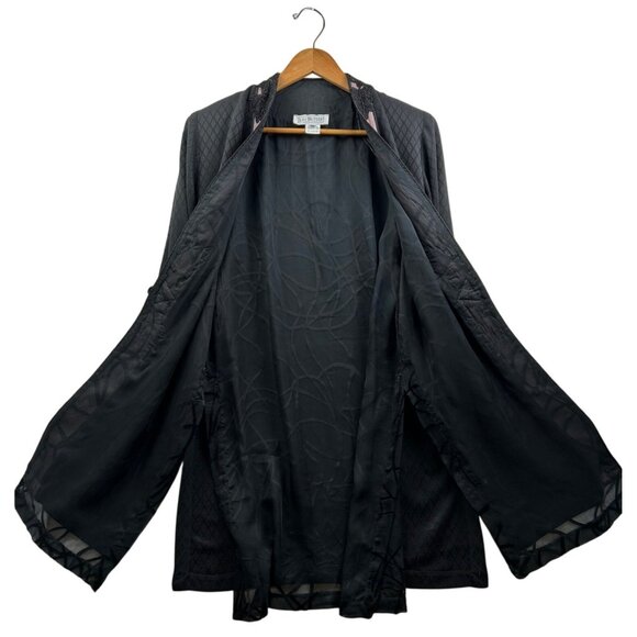 LILI BUTLER Y2K Vintage Black & Rose Embroidered 100% Silk Opera Jacket – Size S - Picture 6 of 9